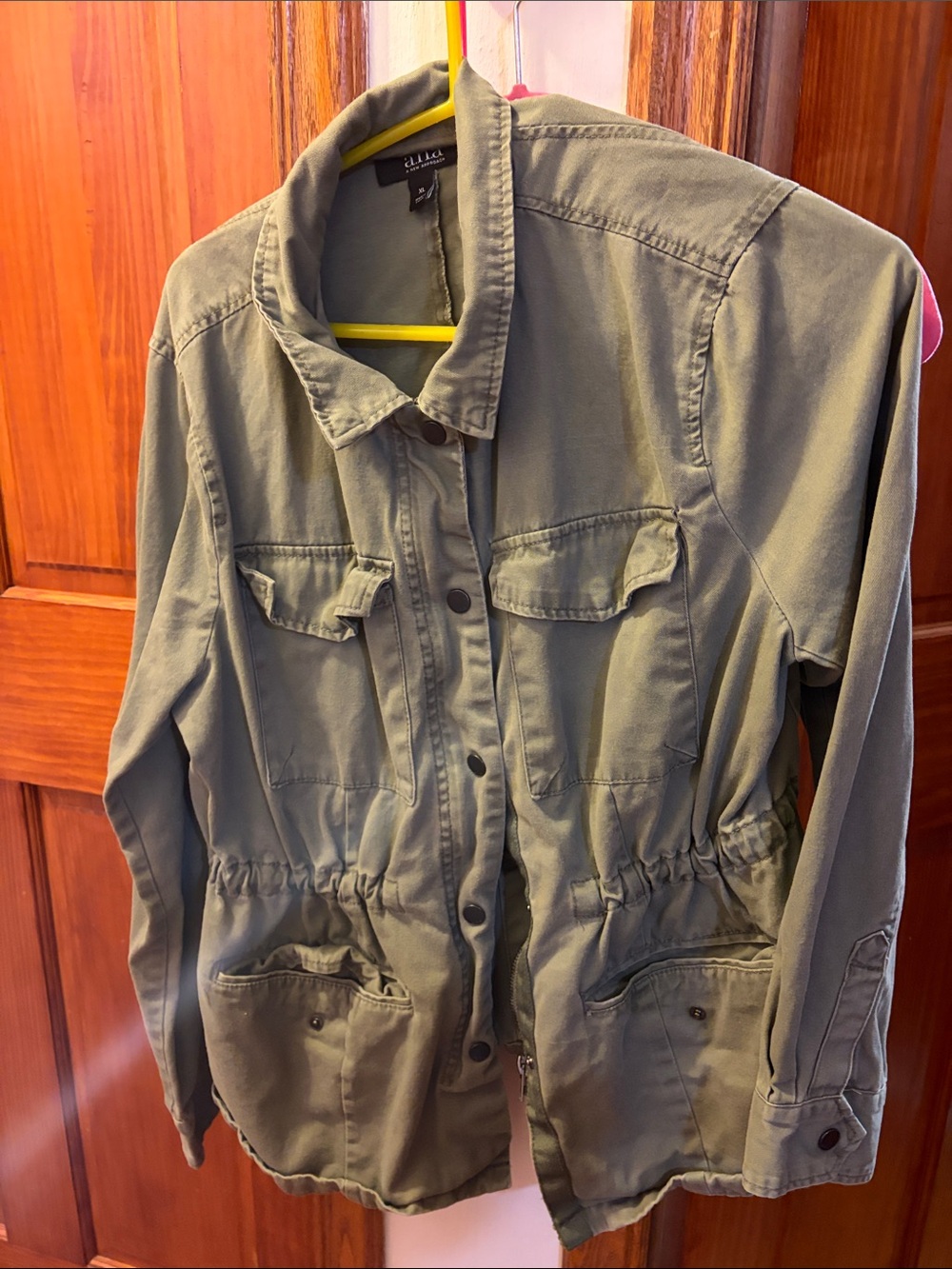 a.n.a Olive Green Cinch-Waist Utility Jacket